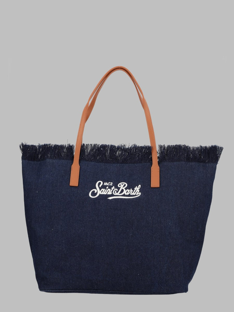 Shoulder Bag City in Denim With Fringe