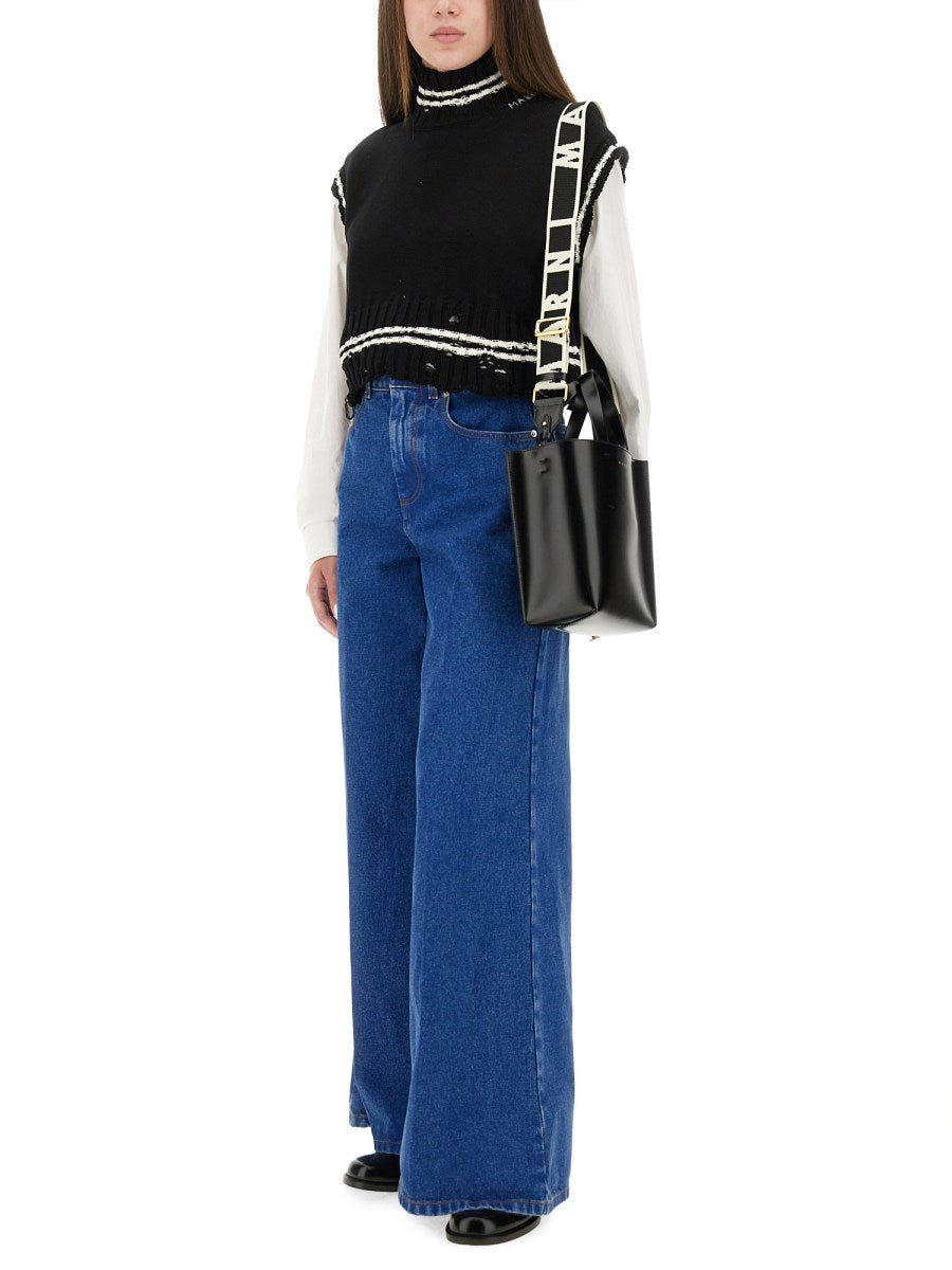 Marni Wide Leg Denim Jeans, view 3