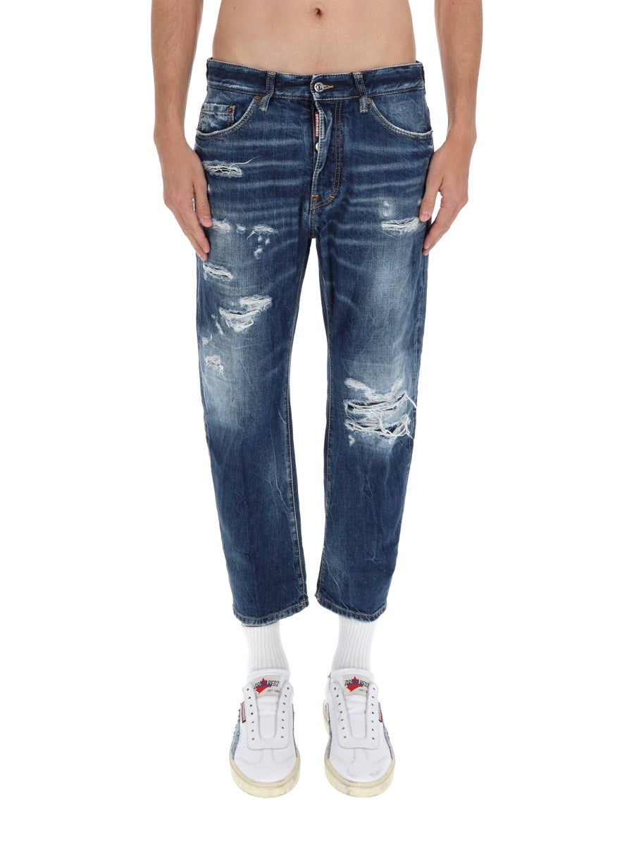 Destroyed Jeans in Mid Blue