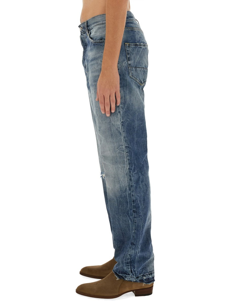 Straight Jeans with Ripped Knee