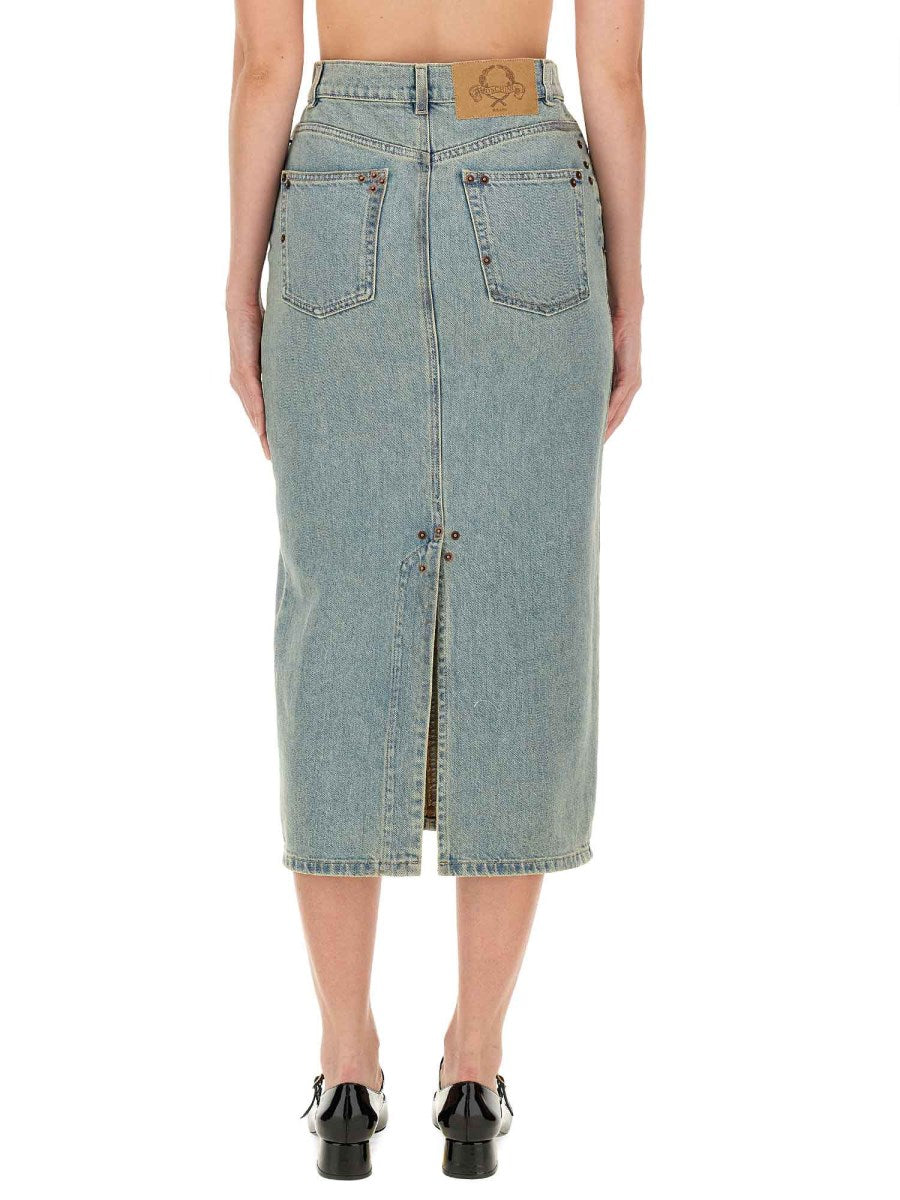 Embellished Denim Pencil Skirt