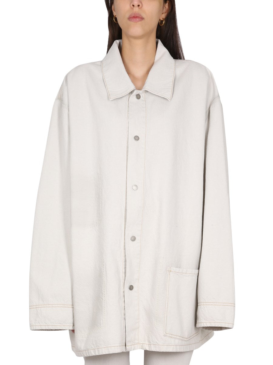 Maison Margiela Oversized Denim Overshirt in White