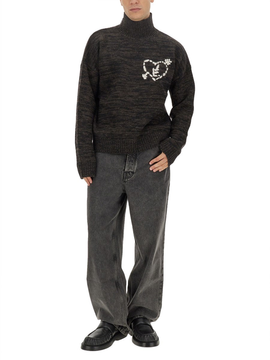 Wide Leg Jeans in Washed Black