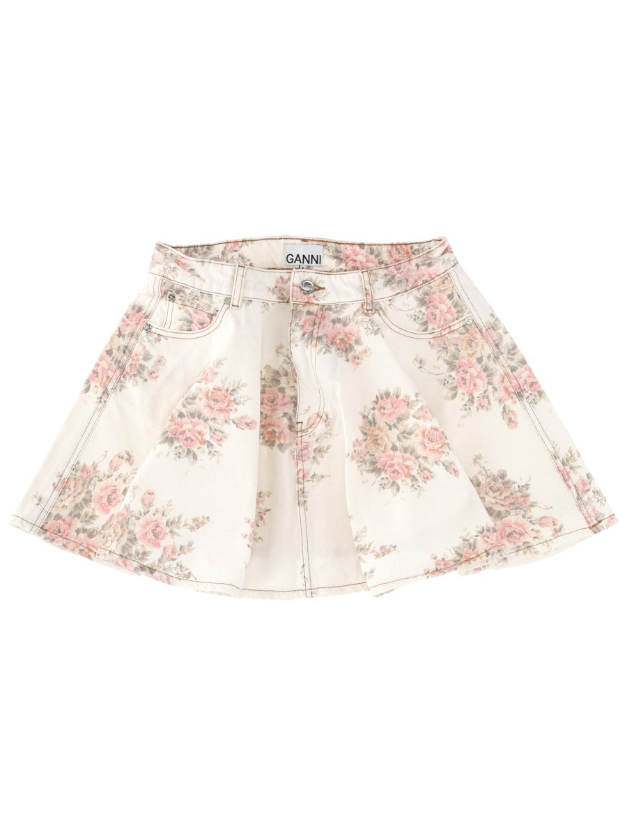 Floral Denim Mini Skirt