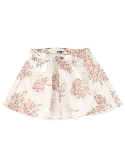 Floral Denim Mini Skirt