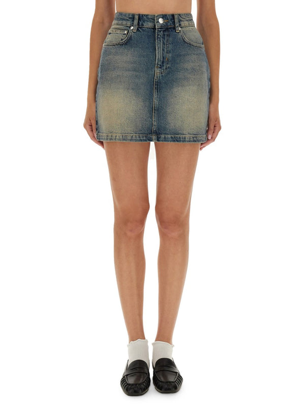 Denim Mini Skirt in Vintage Wash
