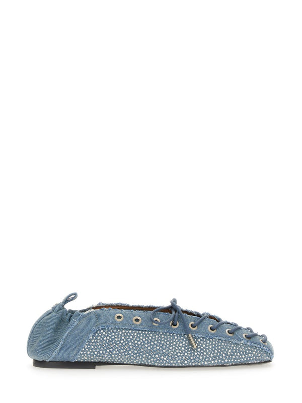 Lace-Up Ballerina in Denim