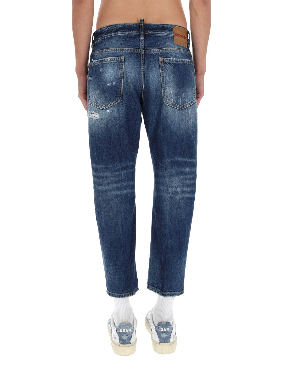 Destroyed Jeans in Mid Blue
