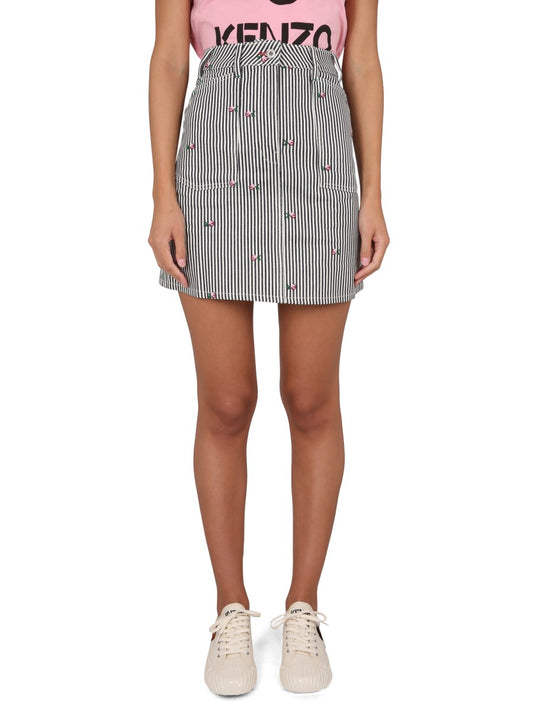 Striped Denim Mini Skirt