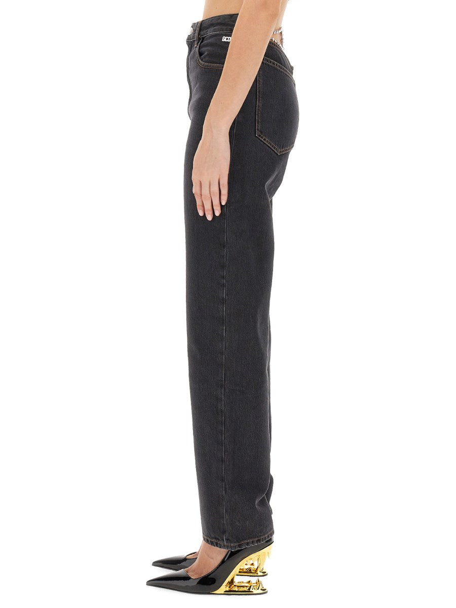 High-Waisted Straight Jeans in Black