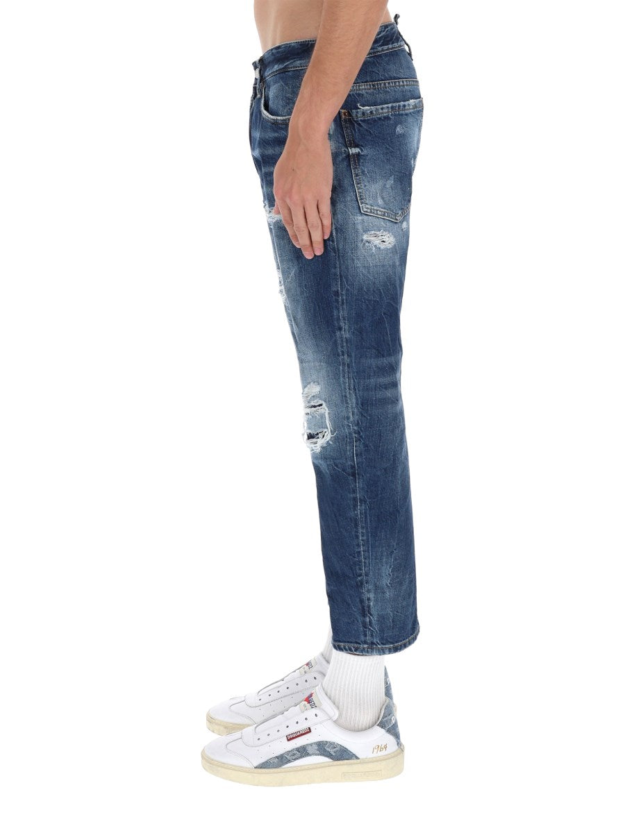 Destroyed Jeans in Mid Blue