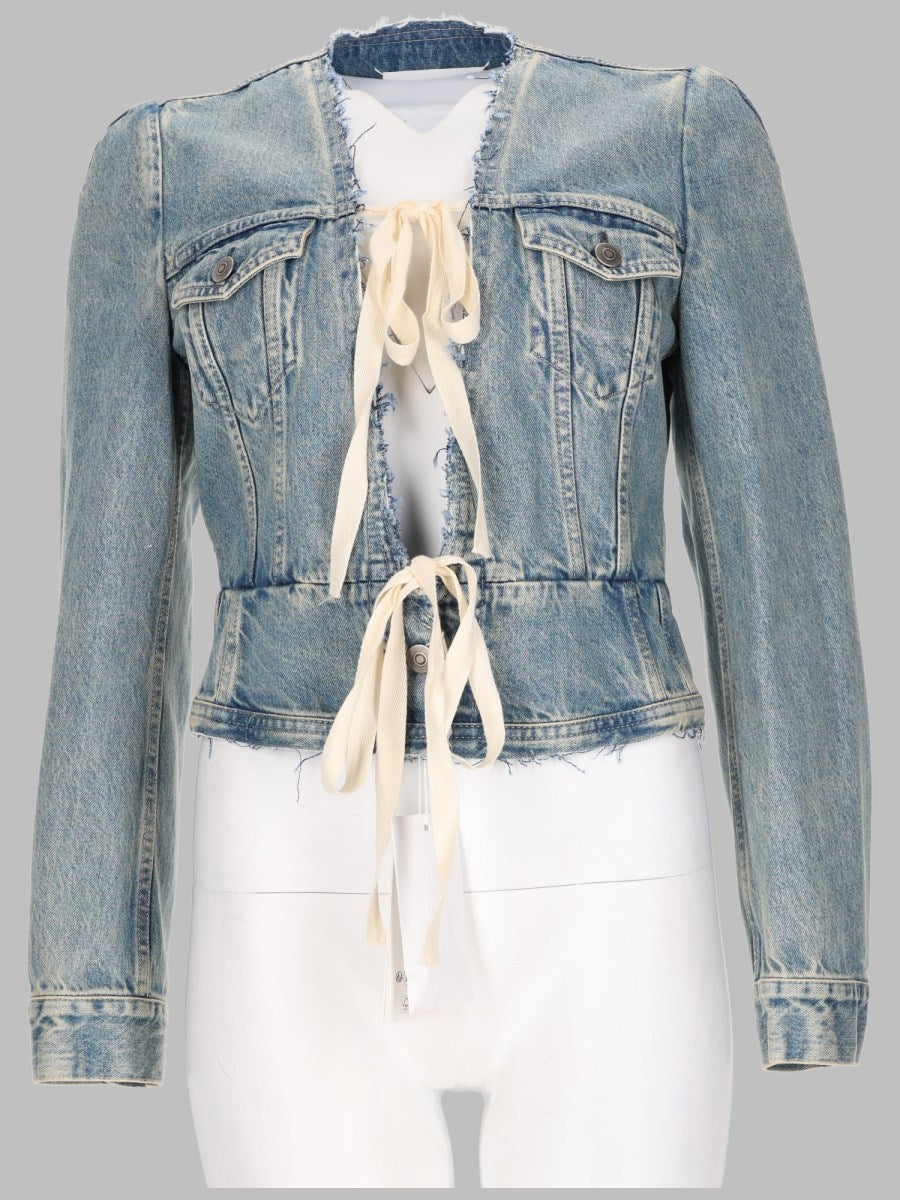 Tie-Front Deconstructed Denim Jacket
