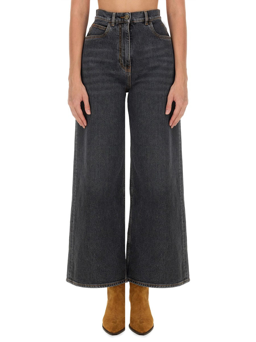 Baggy Jacquard Jeans in Charcoal