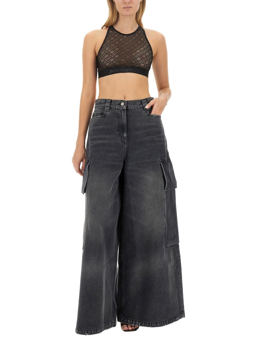 Wide Parachute Jeans in Washed Grey