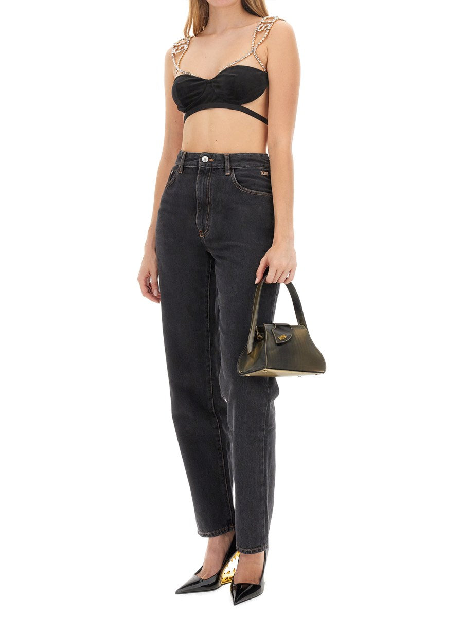 High-Waisted Straight Jeans in Black