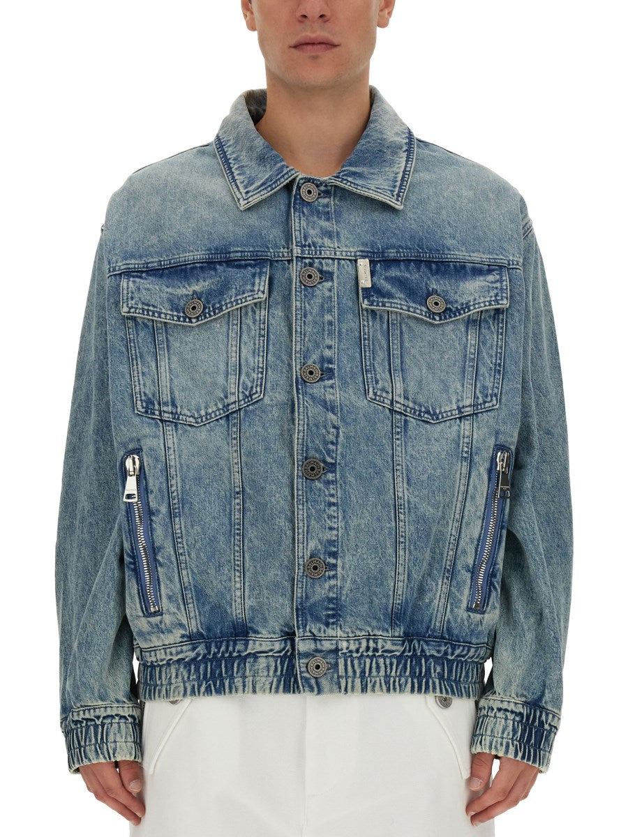 Washed Denim Jacket with Zip Pockets