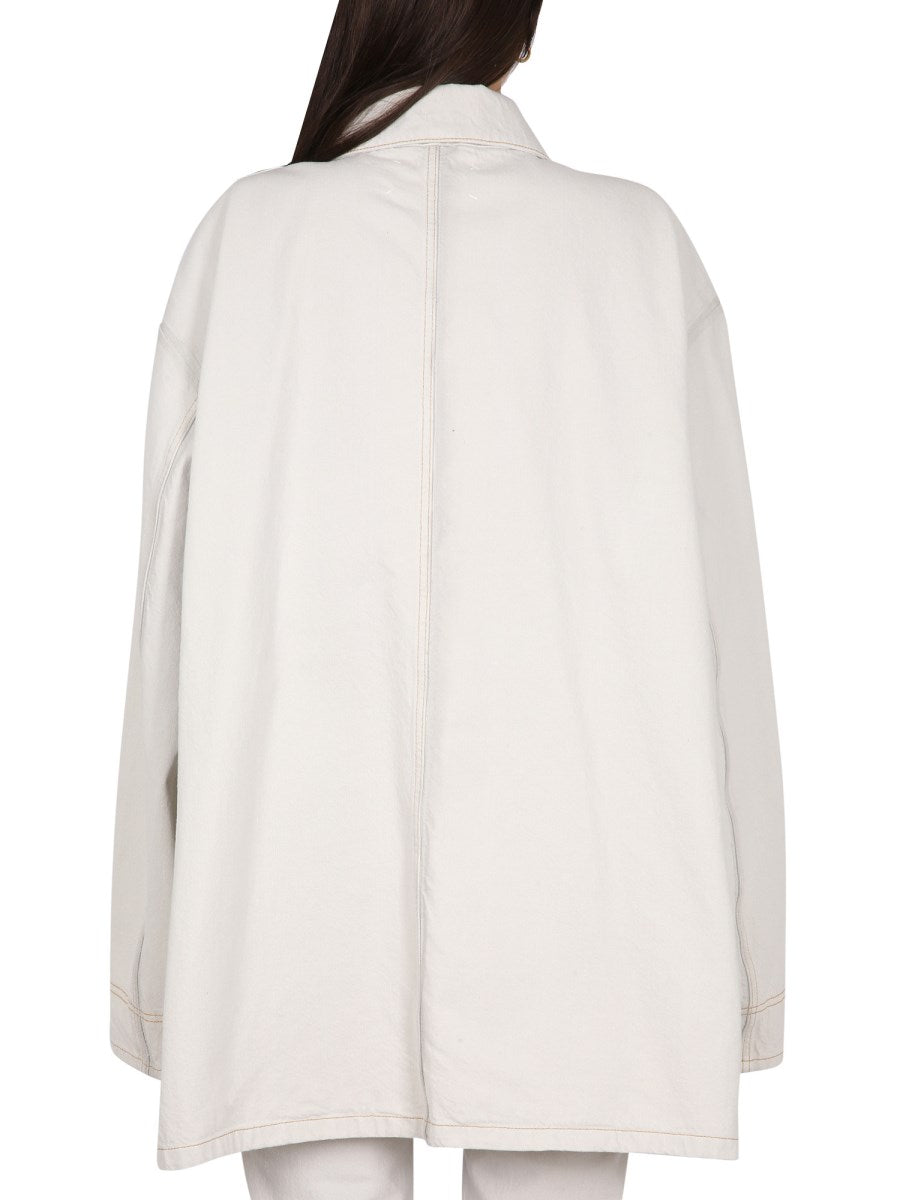Maison Margiela Oversized Denim Overshirt in White, view 2
