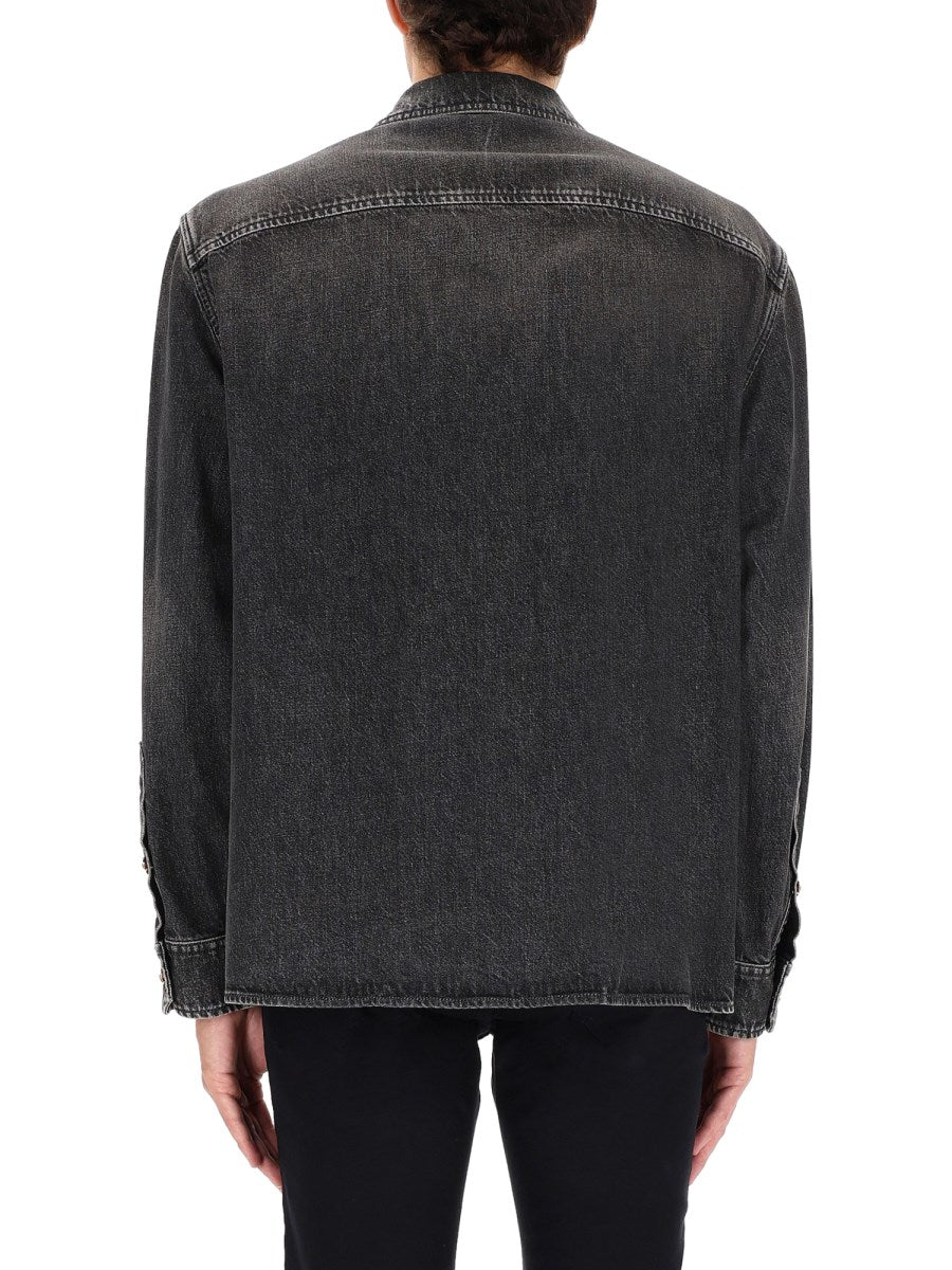 Zip Denim Jacket in Washed Black