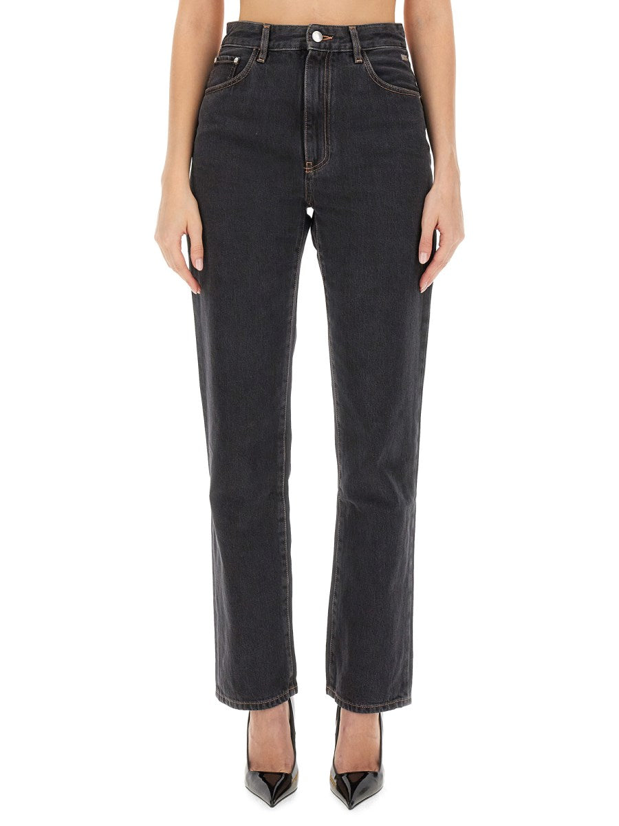 High-Waisted Straight Jeans in Black