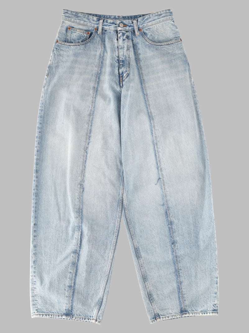 Wide-Leg Five-Pocket Blue Cotton Jeans
