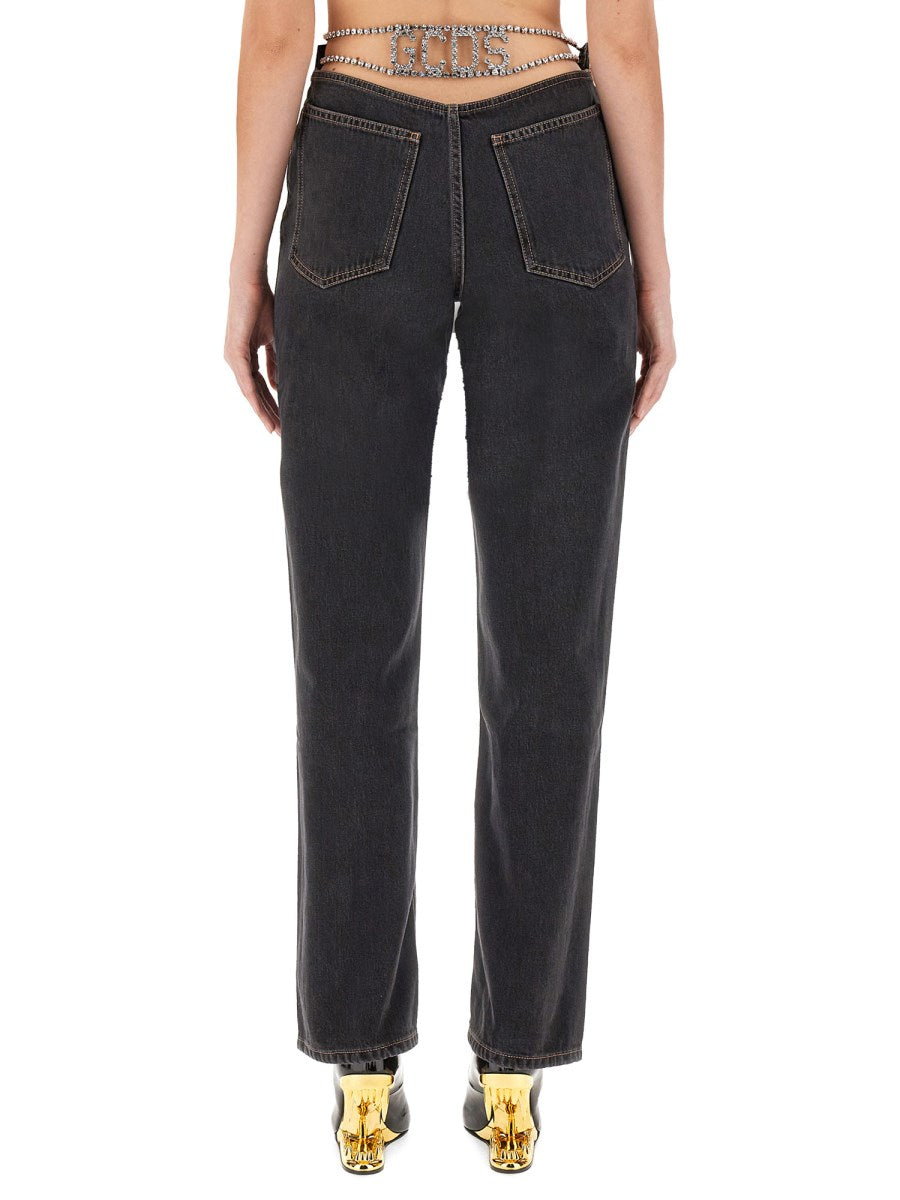 High-Waisted Straight Jeans in Black