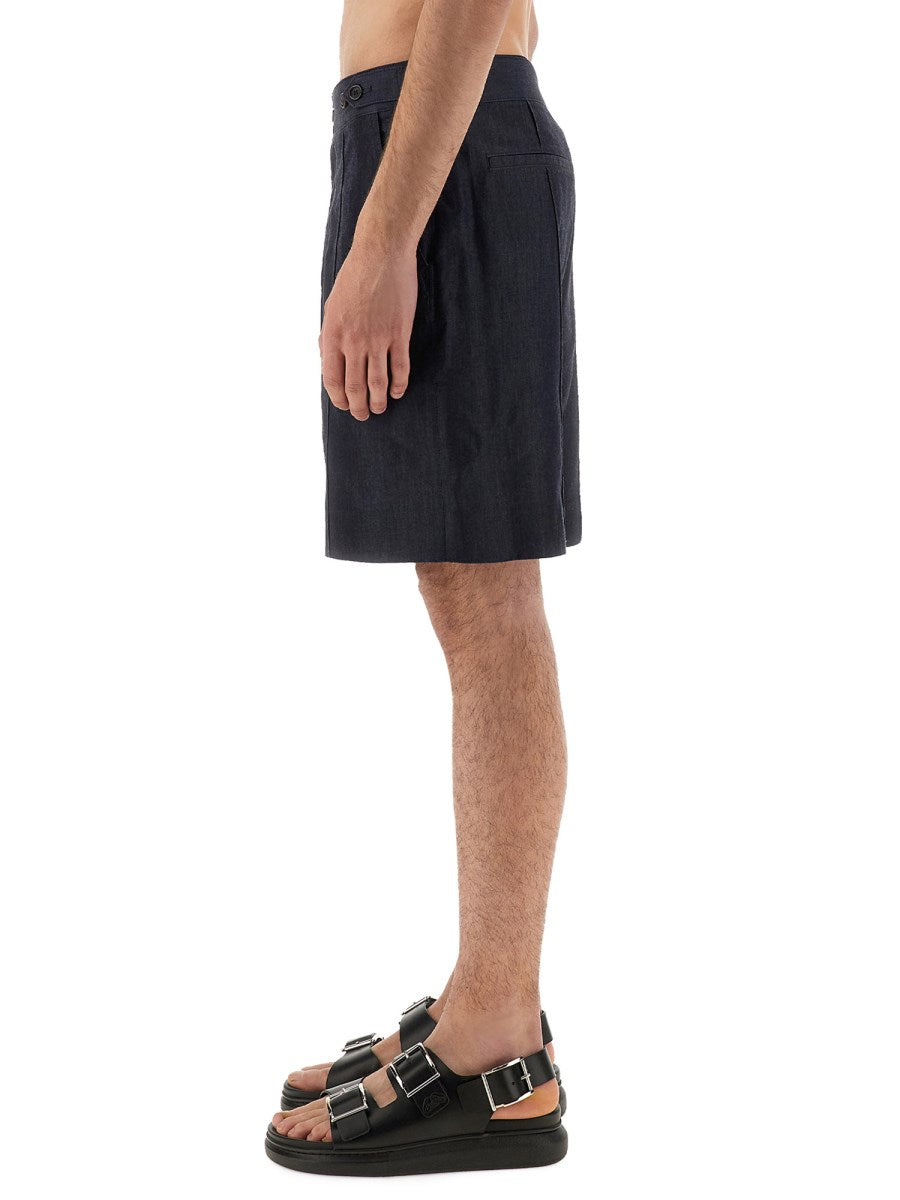 Long Denim Shorts in Dark Rinse