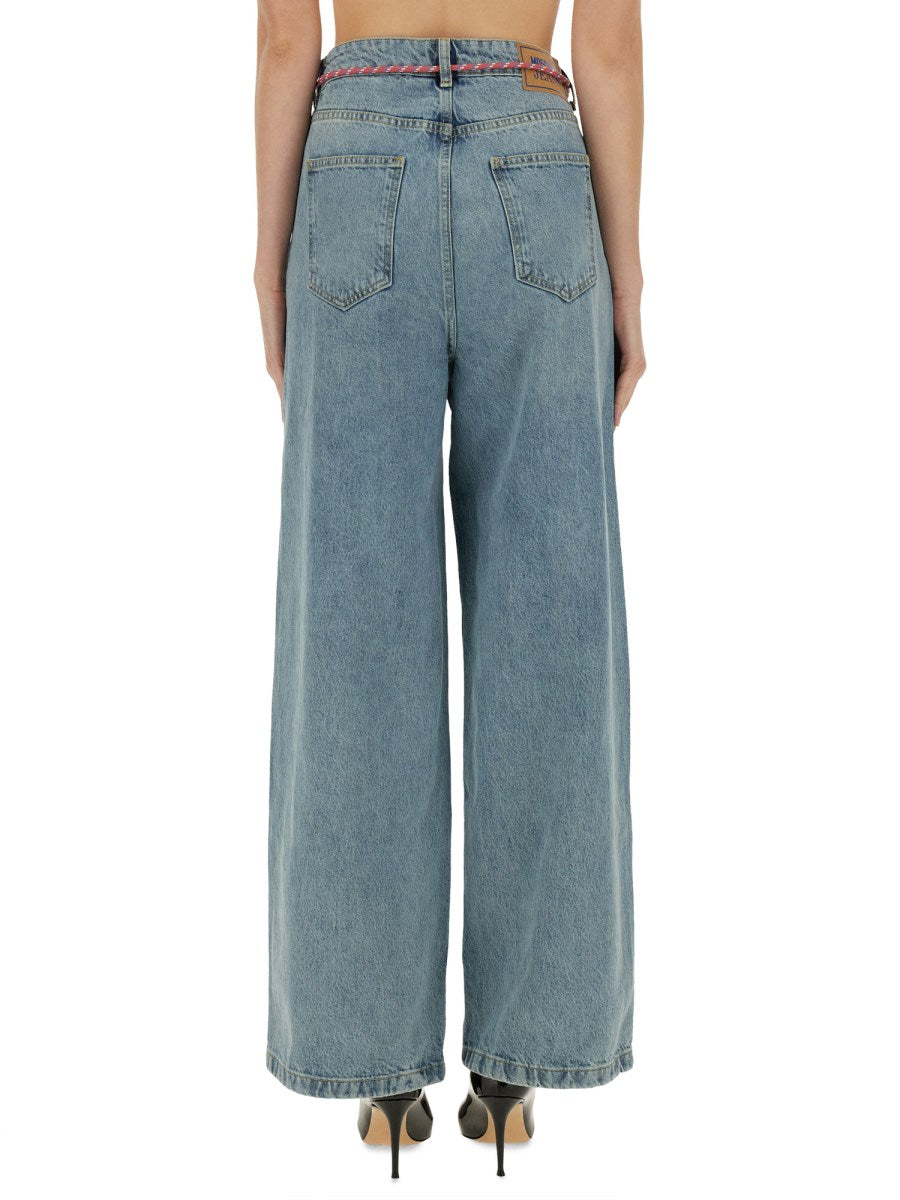 Wide Jeans with Drawstring Belt