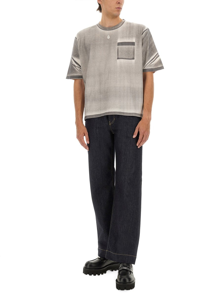 Wide Jeans with Contrast Stitching