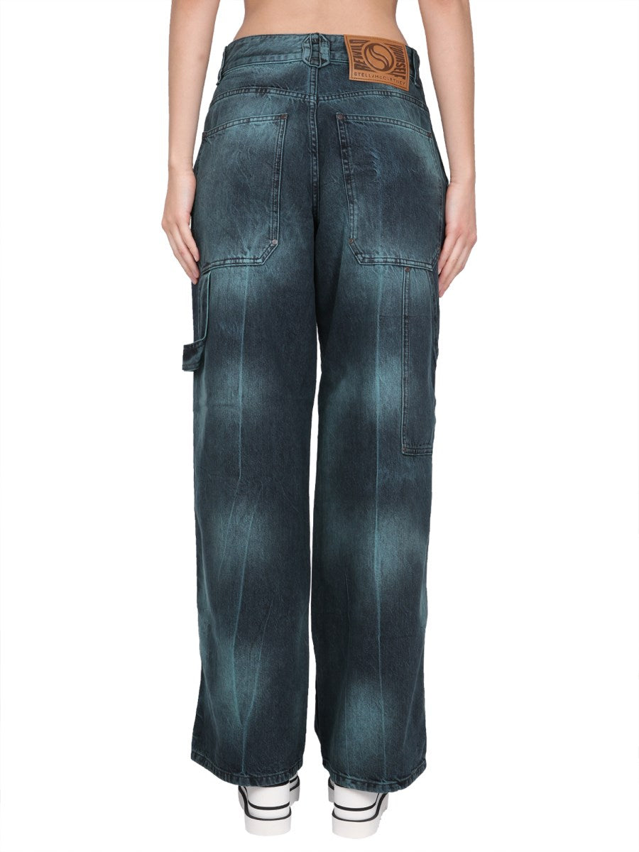 Workwear Jeans in Marbled Green