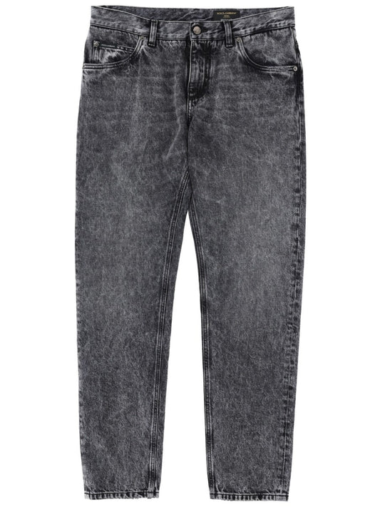 Straight Jeans in Washed Black