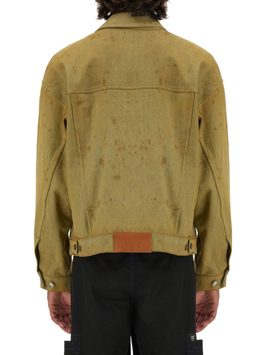 MSGM Denim Jacket Dyed in Tea, view 2