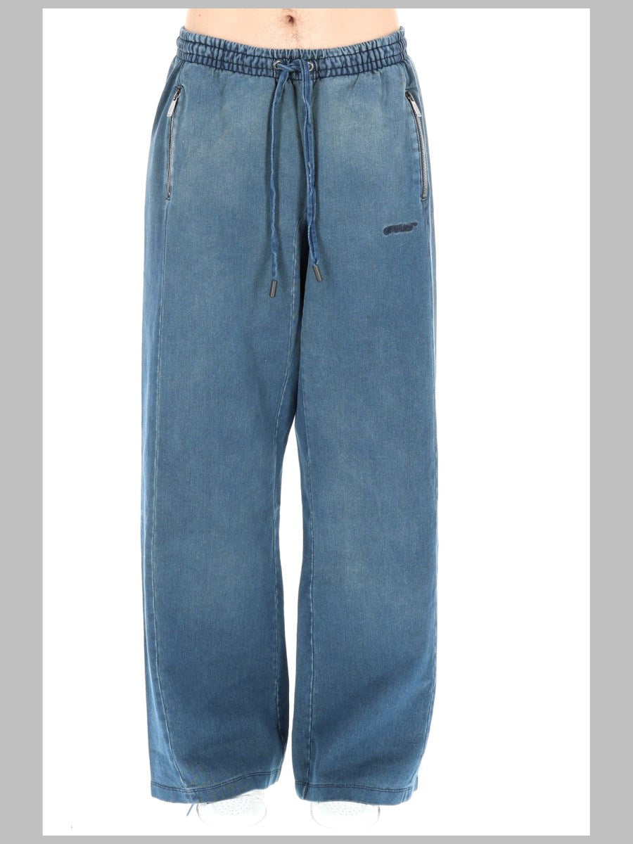 Trousers Distress Diag Slouchy Denim