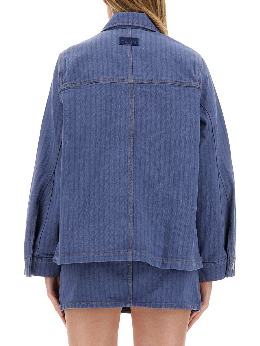 GANNI Denim Jacket in Organic Cotton, view 2