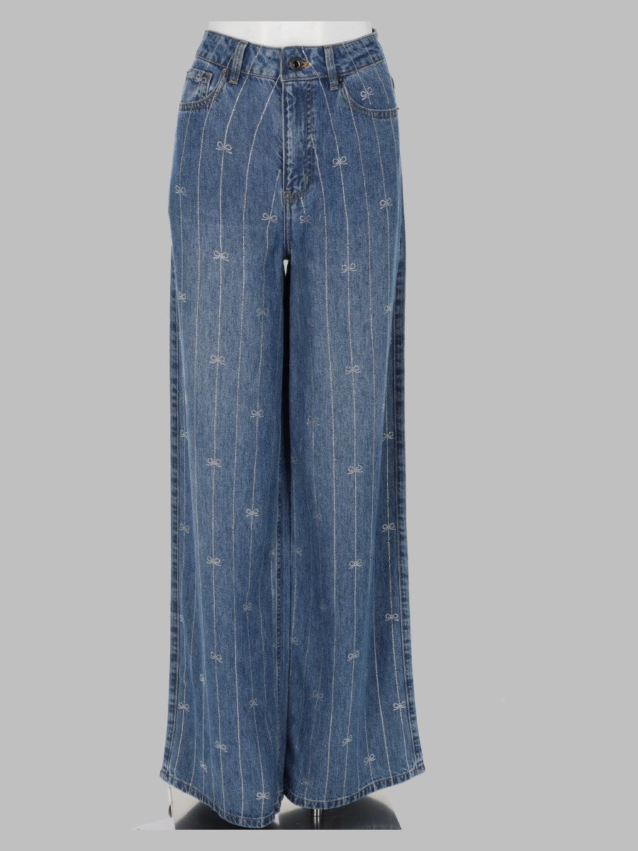 Self-Portrait Denim Jeans With Crystals