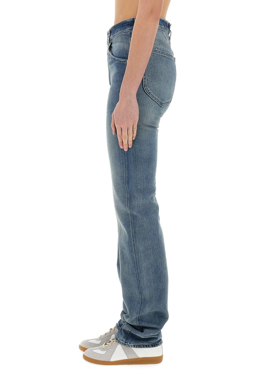 Long Straight Jeans in Vintage Blue