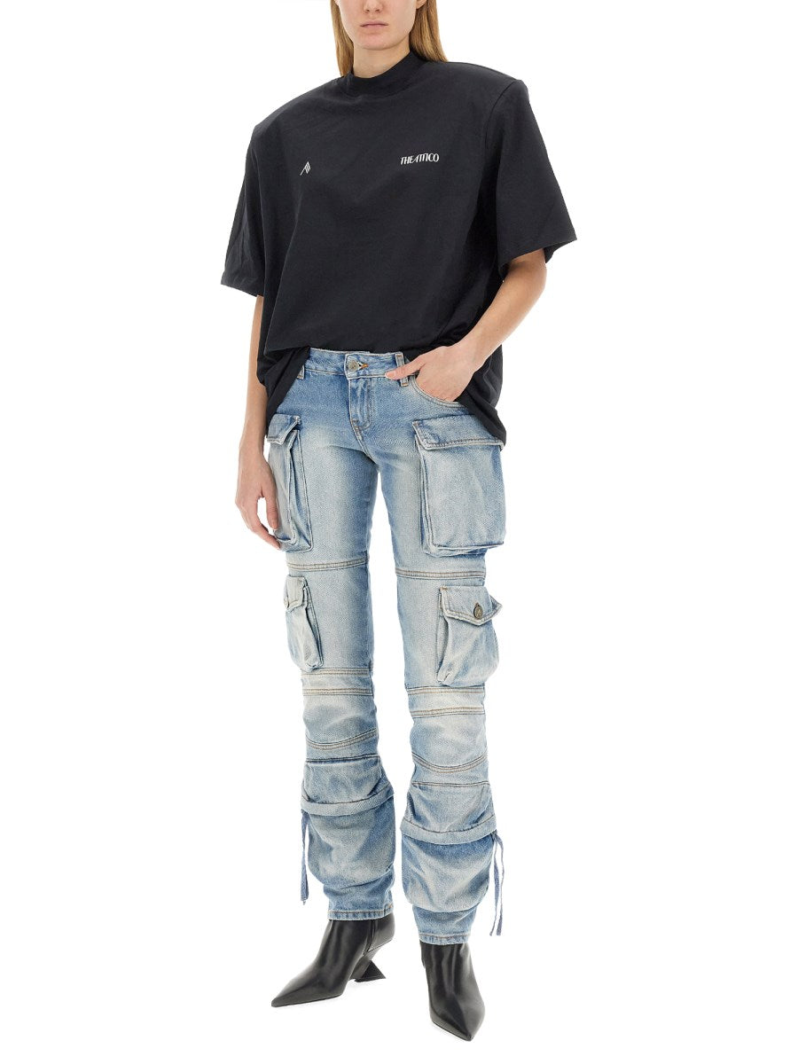 Low-Rise Cargo Jeans in Light Blue