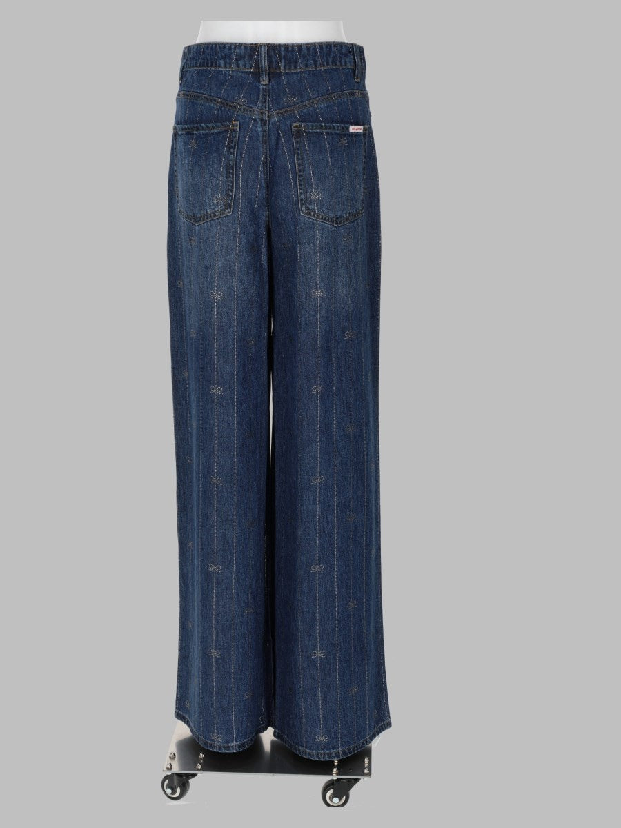 Self-Portrait Rhinestone Denim Jeans, view 2