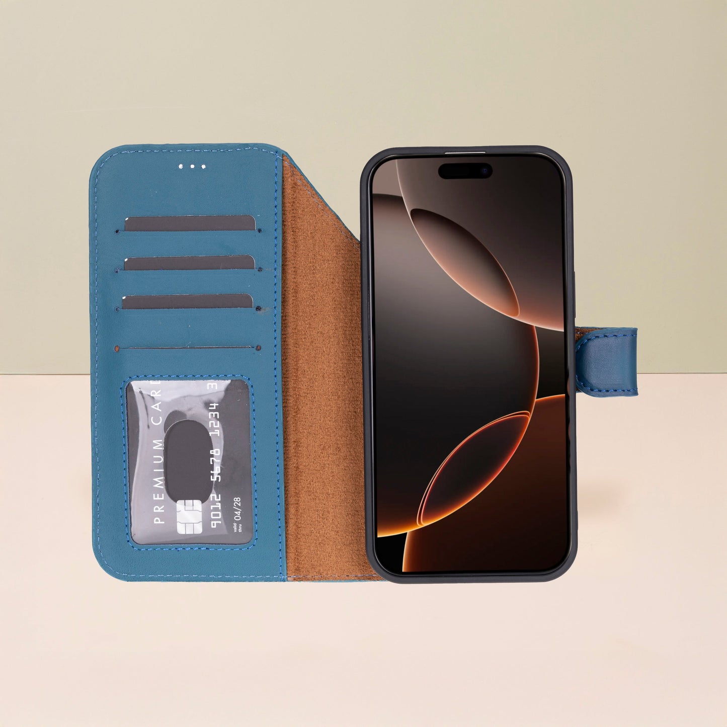 Leather iPhone 18 Pro Wallet Case – Blue - Austin