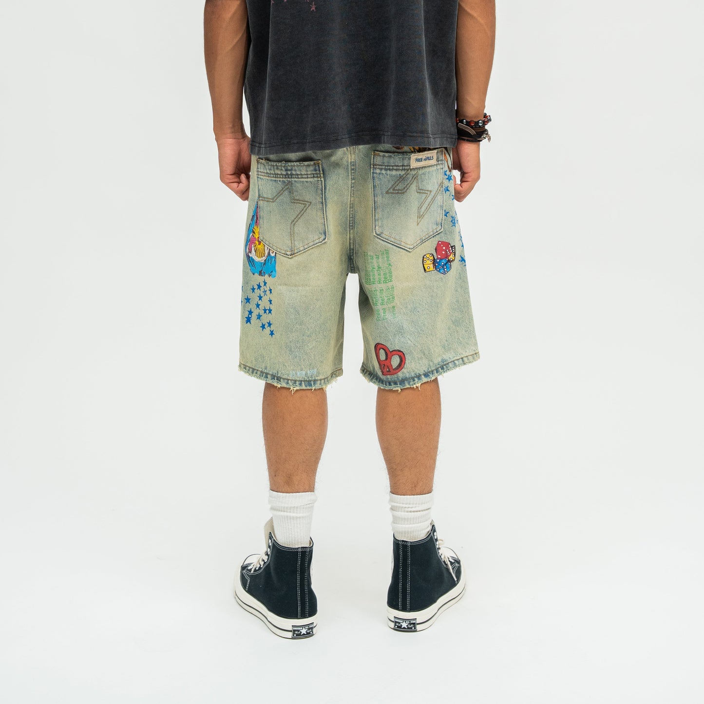 Collage Denim Jorts - Blue