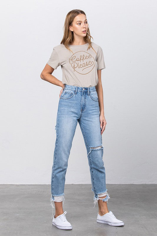 HIGH WAIST TAPERED JEANS