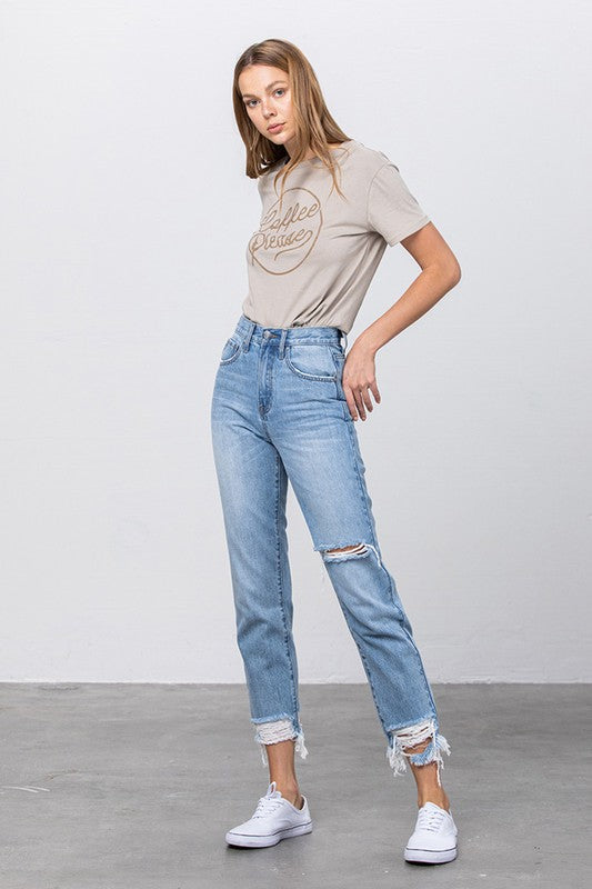 HIGH WAIST TAPERED JEANS