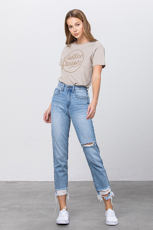 HIGH WAIST TAPERED JEANS