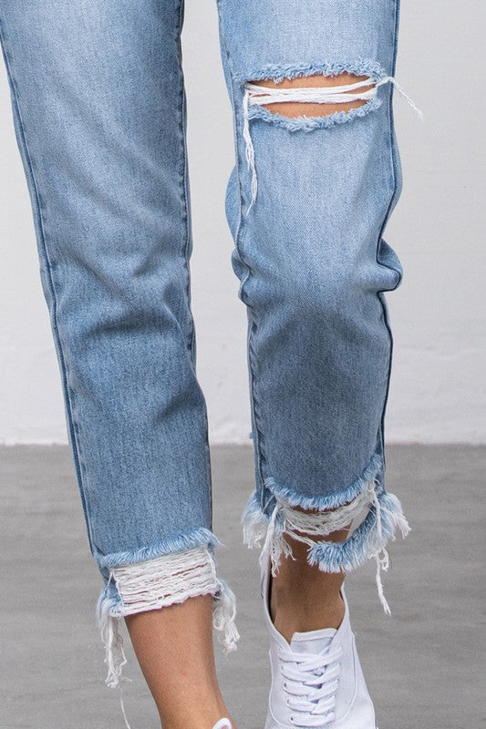 HIGH WAIST TAPERED JEANS