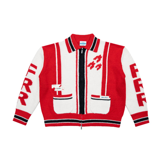 Wool Crochet Jacket - Red