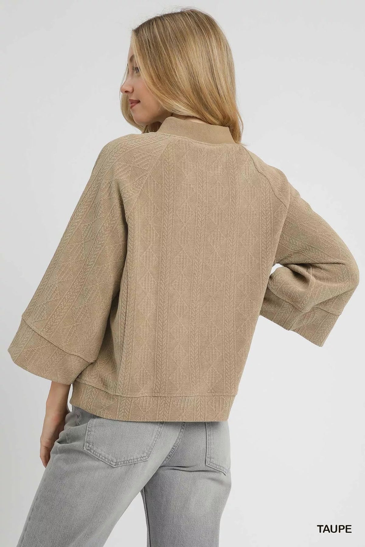 Umgee Textured Knit V-Neck Top