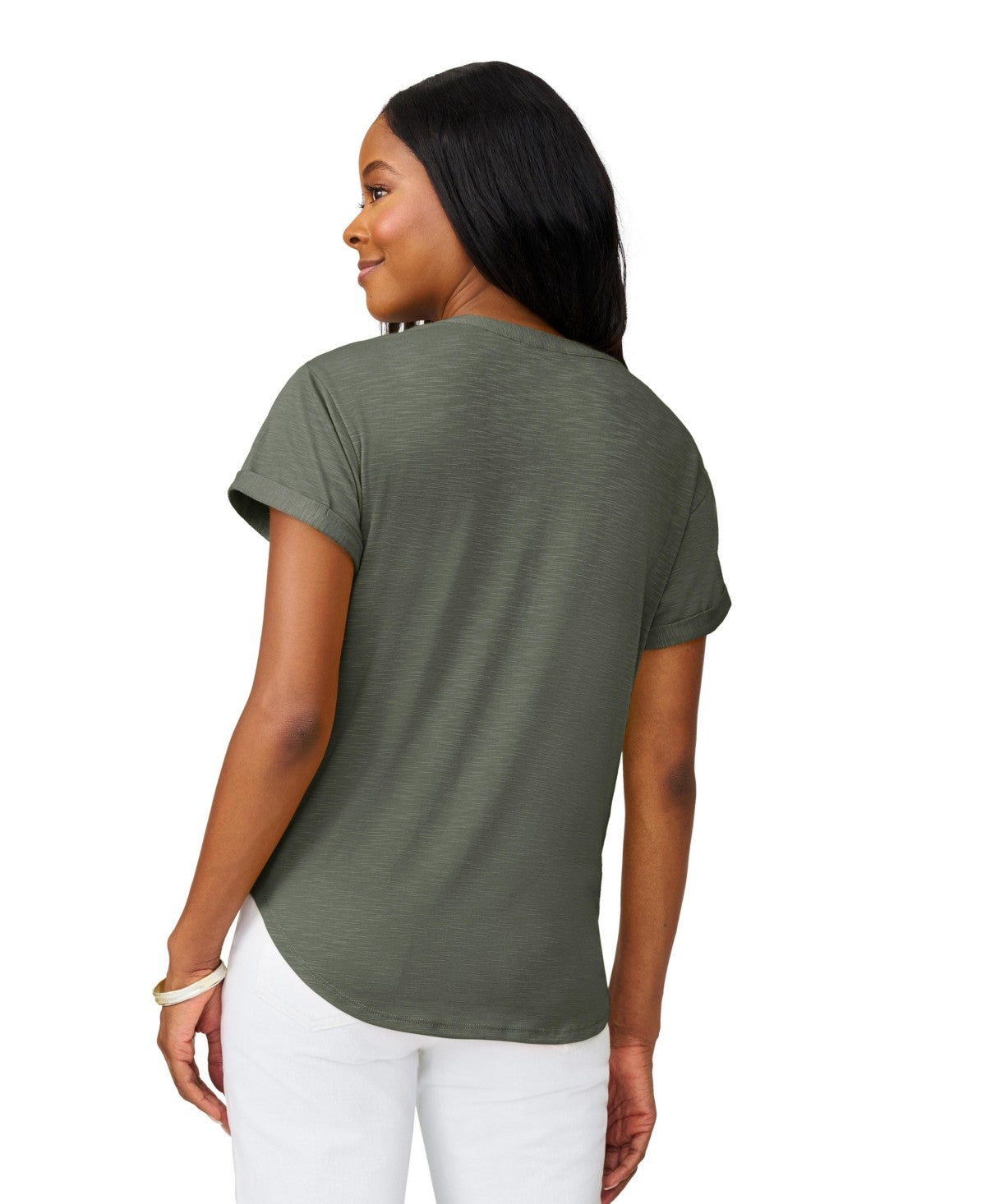Cable and Gauge Womens Shirred Detail Short Sleeve Top, Medium