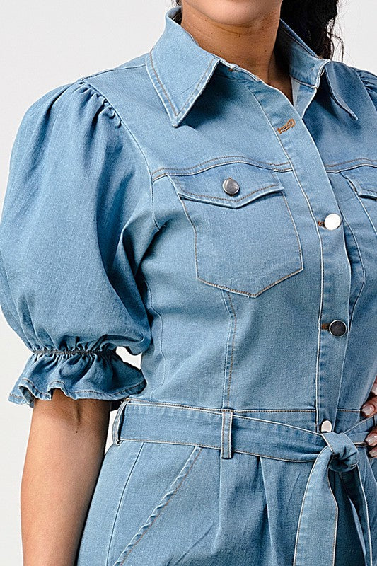 DENIM BUTTON DOWN ROMPER