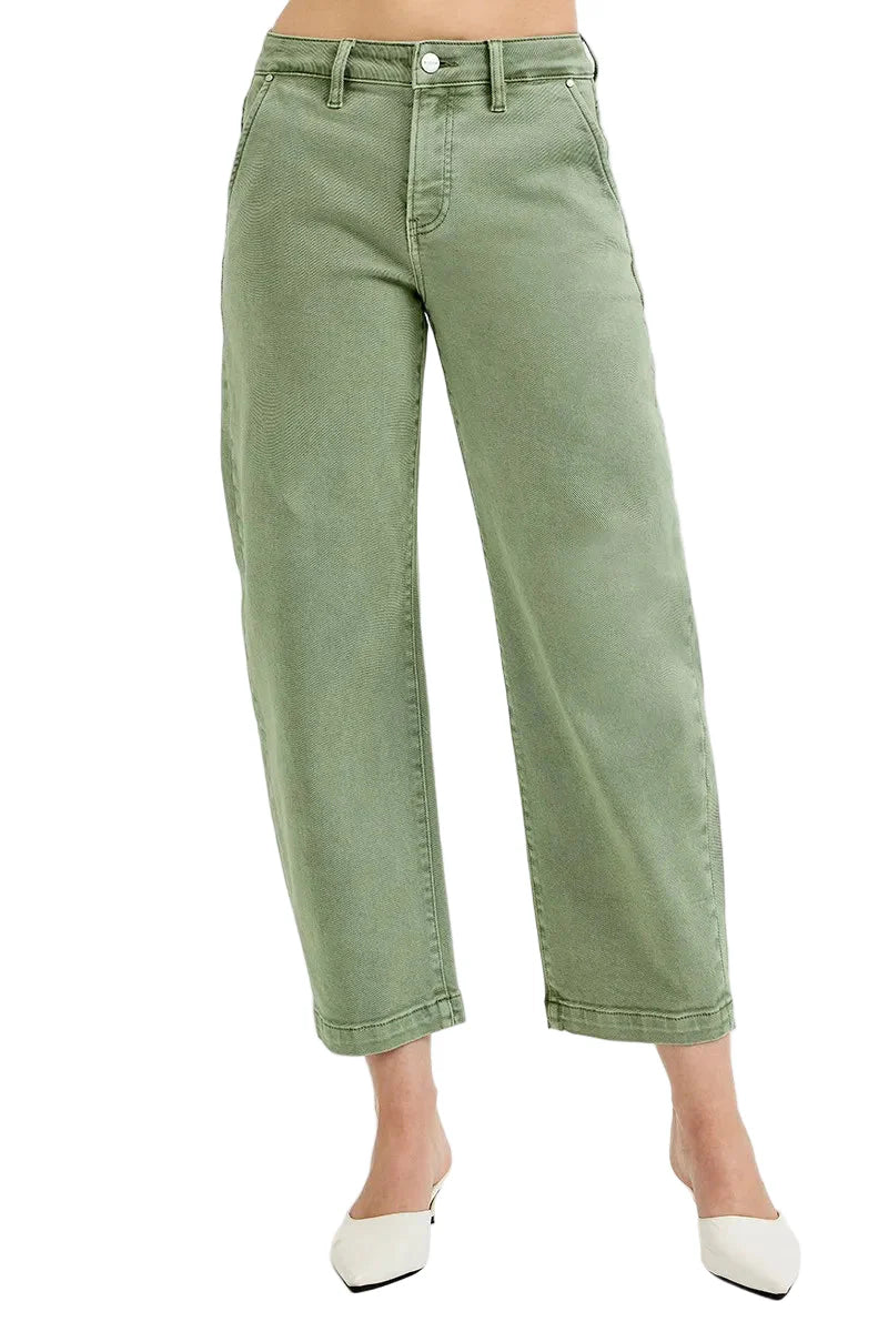 Tummy Control High Rise Crop Barrel Jeans