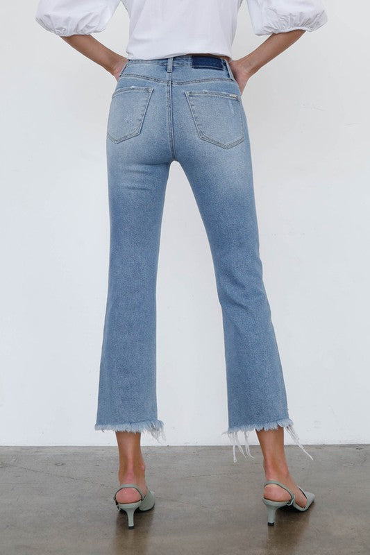 HIGH RISE CROP BOOT CUT JEANS