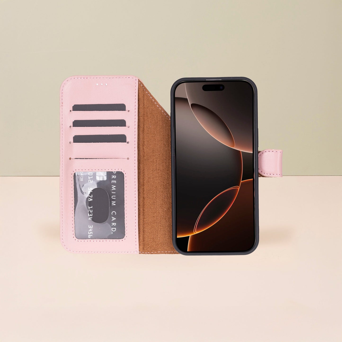 Leather iPhone 18 Pro  Wallet Case – Pink - Austin